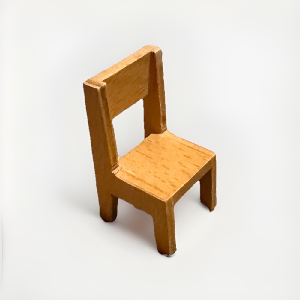 Handcrafted Miniature Wooden Chair Natural Grain Rustic Dollhouse Furniture - Picture 3 of 6